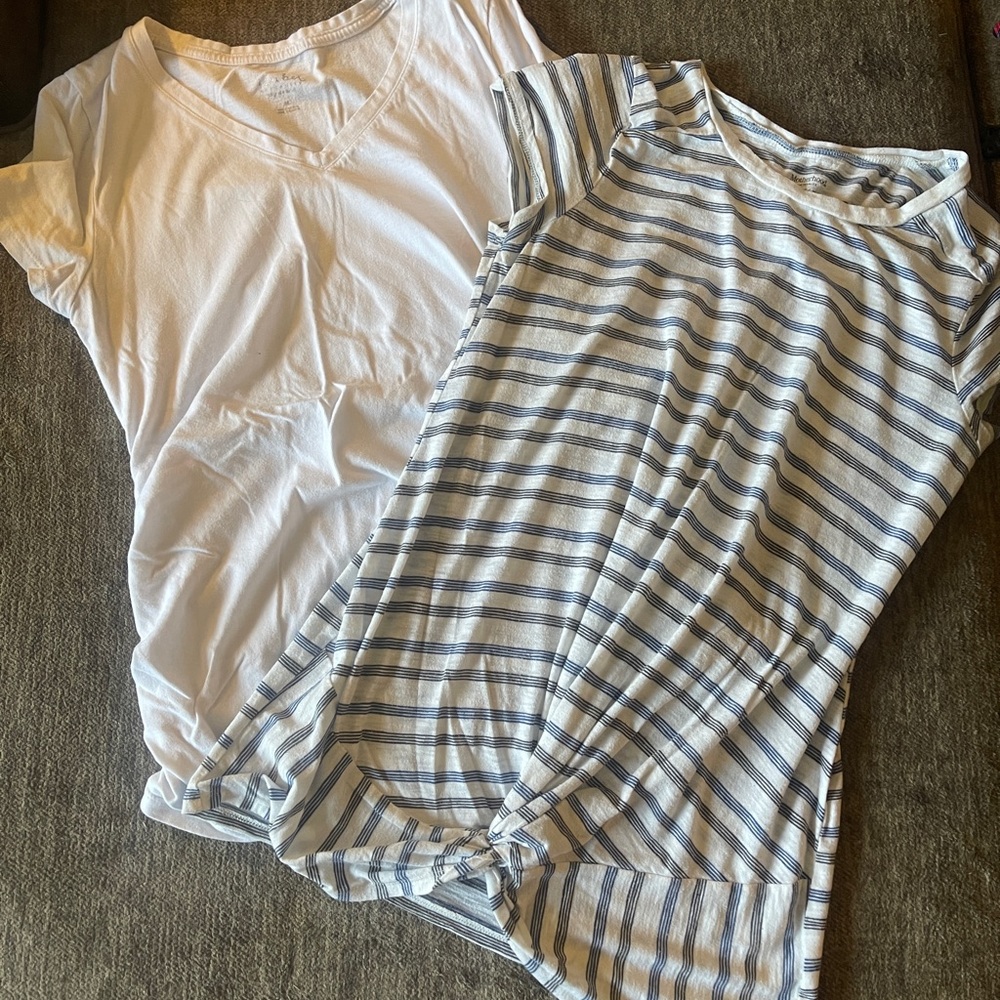 White and Striped T-Shirt Set #47